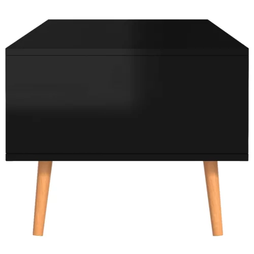Magasfényű fekete szerelt fa dohányzóasztal 100 x 49,5 x 43 cm