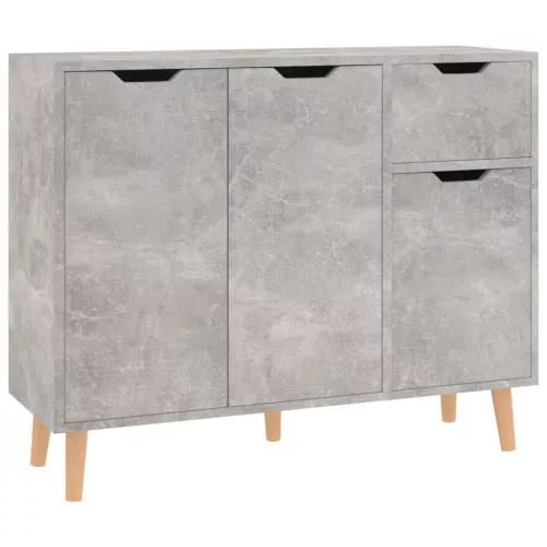 Betonszürke szerelt fa tálalószekrény 90 x 30 x 72 cm