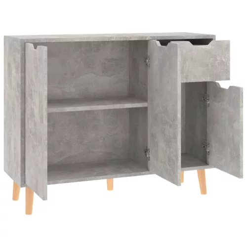 Betonszürke szerelt fa tálalószekrény 90 x 30 x 72 cm