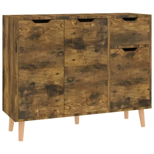 Füstös tölgy színű szerelt fa tálalószekrény 90 x 30 x 72 cm