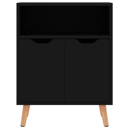 Magasfényű fekete szerelt fa tálalószekrény 60 x 30 x 72 cm