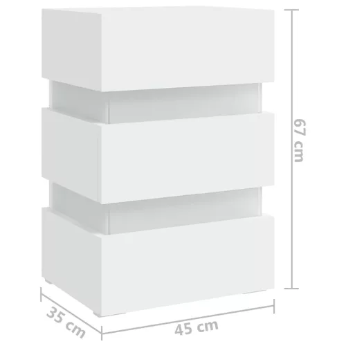 Fehér szerelt fa LED-es éjjeliszekrény 45 x 35 x 67 cm