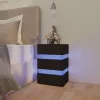 Fekete szerelt fa LED-es éjjeliszekrény 45 x 35 x 67 cm
