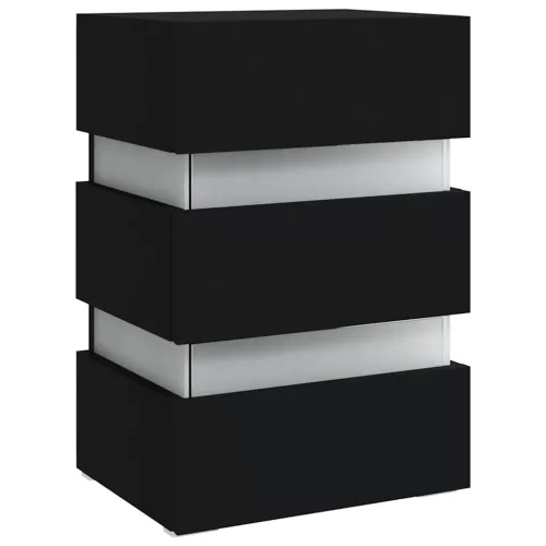 Fekete szerelt fa LED-es éjjeliszekrény 45 x 35 x 67 cm