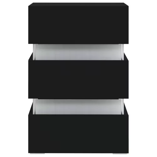 Fekete szerelt fa LED-es éjjeliszekrény 45 x 35 x 67 cm
