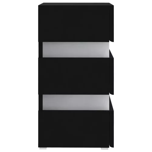 Fekete szerelt fa LED-es éjjeliszekrény 45 x 35 x 67 cm