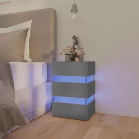 Szürke szerelt fa LED-es éjjeliszekrény 45 x 35 x 67 cm