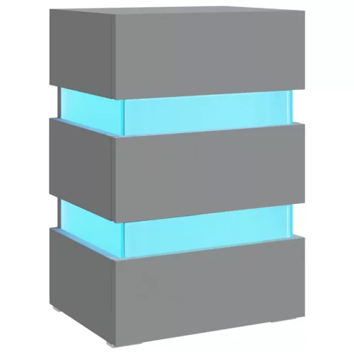 Szürke szerelt fa LED-es éjjeliszekrény 45 x 35 x 67 cm