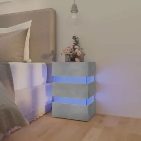   Betonszürke szerelt fa LED-es éjjeliszekrény 45 x 35 x 67 cm