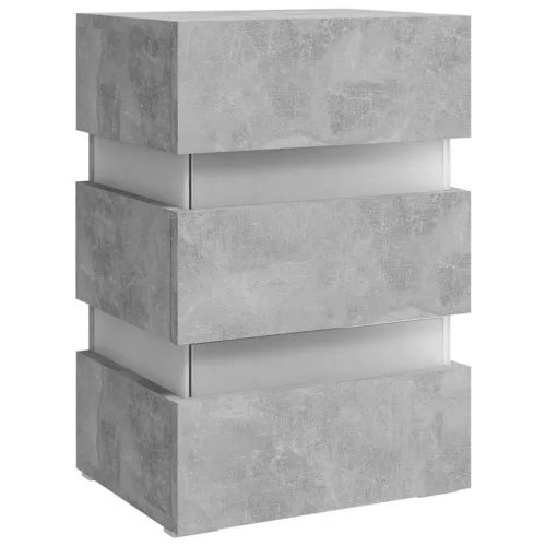 Betonszürke szerelt fa LED-es éjjeliszekrény 45 x 35 x 67 cm
