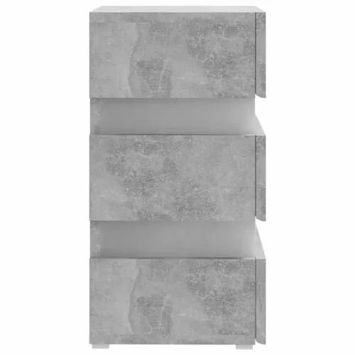 Betonszürke szerelt fa LED-es éjjeliszekrény 45 x 35 x 67 cm