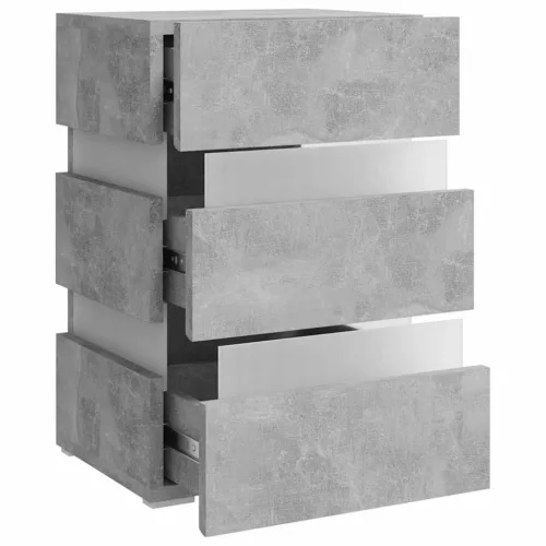 Betonszürke szerelt fa LED-es éjjeliszekrény 45 x 35 x 67 cm