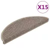 15 db szizál hatású sötét bézsszínű lépcsőszőnyeg 56x17x3 cm