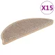 15 db szizál hatású világos bézsszínű lépcsőszőnyeg 56x17x3 cm