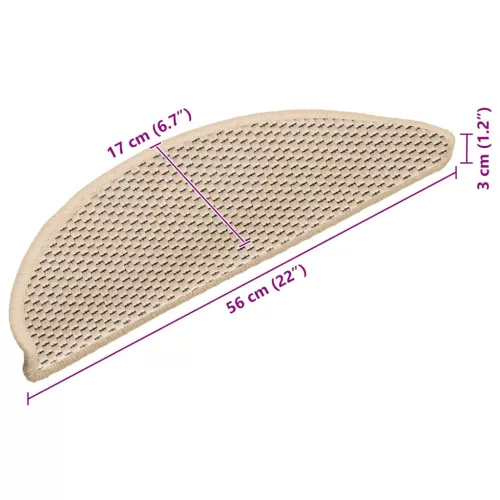 15 db szizál hatású berber öntapadó lépcsőszőnyeg 56x17x3 cm