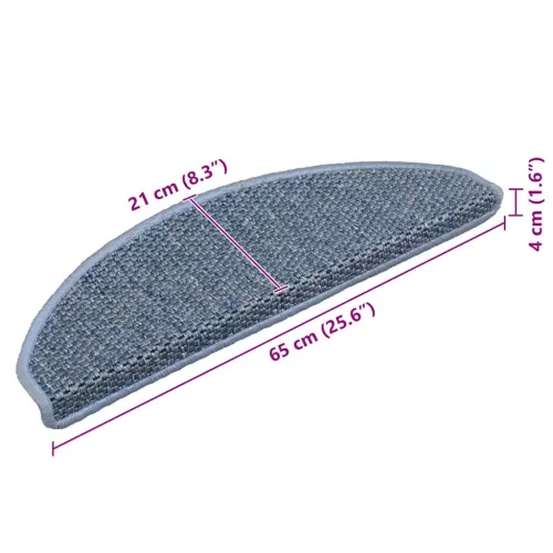 15 db szizál hatású kék öntapadó lépcsőszőnyeg 65x21x4 cm