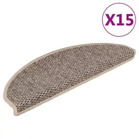   15 db szizál hatású sötét bézsszínű lépcsőszőnyeg 65x21x4 cm