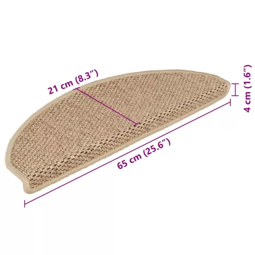 15 db szizál hatású homokszínű öntapadó lépcsőszőnyeg 65x21x4cm