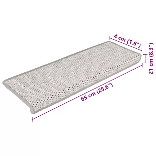 15 db szizál hatású platina öntapadó lépcsőszőnyeg 65x21x4 cm