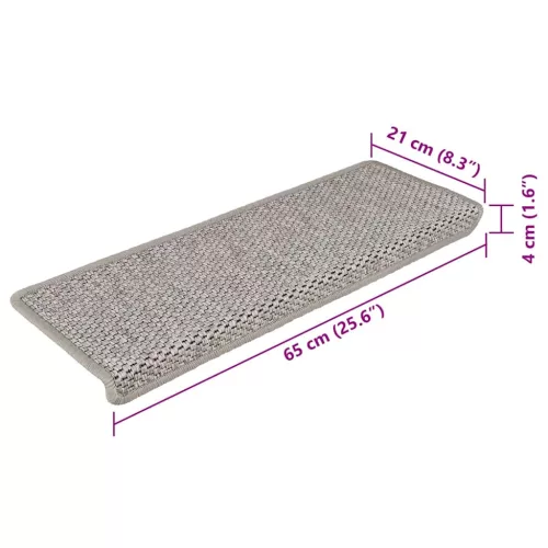 15 db szizál hatású ezüstszínű öntapadó lépcsőszőnyeg 65x21x4cm