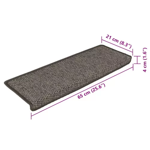 15 db szizál hatású szürke-bézs lépcsőszőnyeg 65x21x4 cm