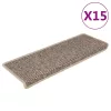 15 db szizál hatású sötét bézsszínű lépcsőszőnyeg 65x21x4 cm