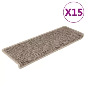   15 db szizál hatású sötét bézsszínű lépcsőszőnyeg 65x21x4 cm