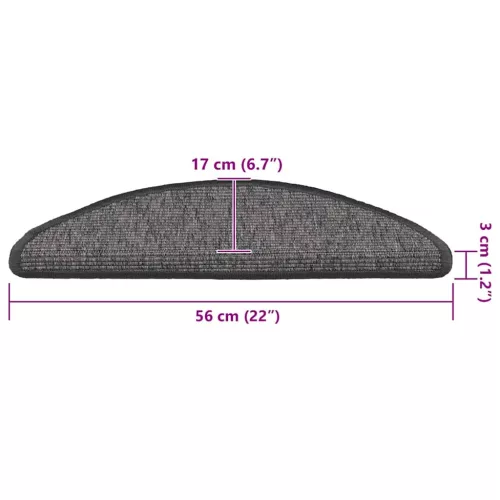 15 db bézs és szürke félkör alakú lépcsőszőnyeg 56 x 17 x 3 cm