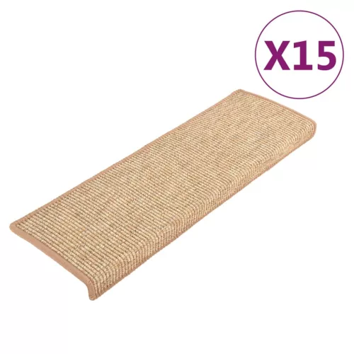 15 db világosbarna, téglalap alakú szélű lépcsőszőnyeg 65 x 21 x 4 cm
