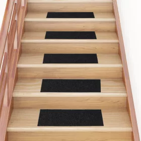   Öntapadós lépcsőszőnyegek 15 db 60 x 25 cm fekete téglalap alakú