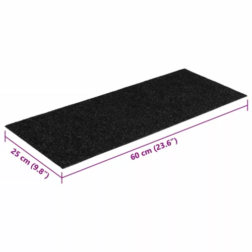 Öntapadós lépcsőszőnyegek 15 db 60 x 25 cm fekete téglalap alakú
