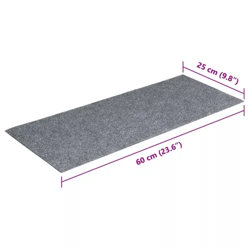 15 db öntapadós lépcsőszőnyeg, 60 x 25 cm, világosszürke, téglalap alakú
