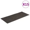 Öntapadós lépcsőszőnyegek 15 db 60 x 25 cm antracitszürke téglalap alakú
