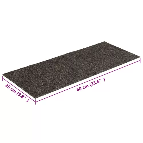 Öntapadós lépcsőszőnyegek 15 db 60 x 25 cm antracitszürke téglalap alakú