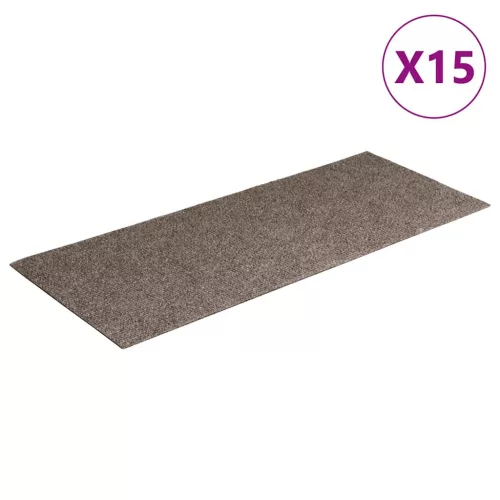 Öntapadós lépcsőszőnyegek 15 db 60 x 25 cm bézs téglalap alakú