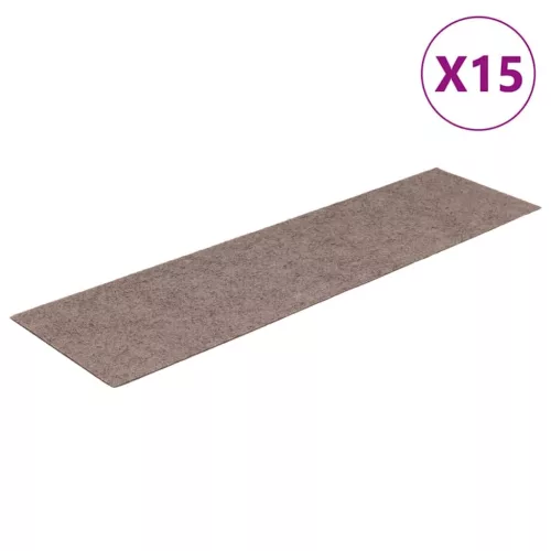 15 db öntapadós lépcsőszőnyeg, 76 x 20 cm, világosbarna, téglalap alakú