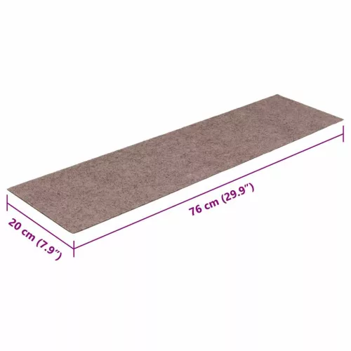 15 db öntapadós lépcsőszőnyeg, 76 x 20 cm, világosbarna, téglalap alakú