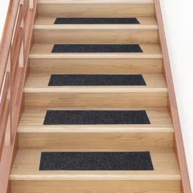   Öntapadós lépcsőszőnyegek 15 db 76 x 20 cm szürke téglalap alakú