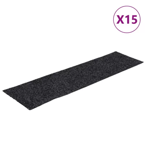 Öntapadós lépcsőszőnyegek 15 db 76 x 20 cm szürke téglalap alakú
