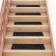 Öntapadós lépcsőszőnyegek 15 db 76 x 20 cm fekete téglalap alakú