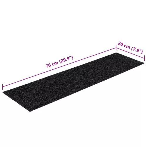 Öntapadós lépcsőszőnyegek 15 db 76 x 20 cm fekete téglalap alakú