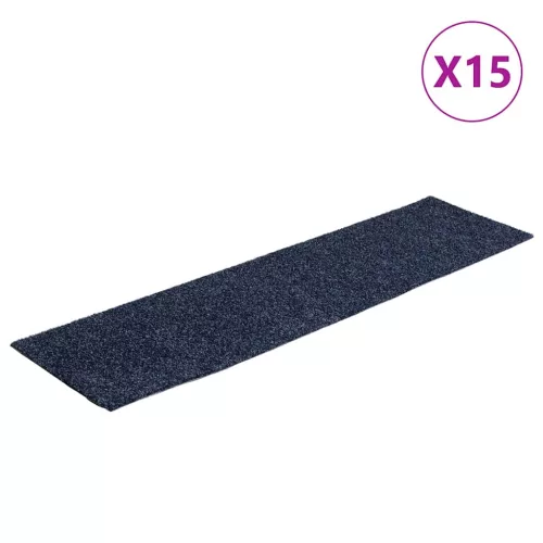 15 db öntapadós lépcsőszőnyeg, 76 x 20 cm, szürke-kék, téglalap alakú