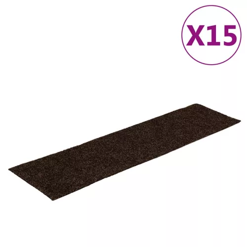 Öntapadós lépcsőszőnyegek 15 db 76 x 20 cm barna téglalap alakú
