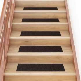   Öntapadós lépcsőszőnyegek 15 db 76 x 20 cm sötétbarna téglalap alakú