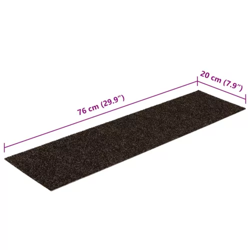 Öntapadós lépcsőszőnyegek 15 db 76 x 20 cm sötétbarna téglalap alakú