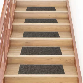   Öntapadós lépcsőszőnyegek 15 db 76 x 20 cm antracitszürke téglalap alakú