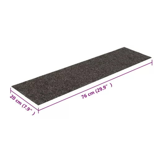 Öntapadós lépcsőszőnyegek 15 db 76 x 20 cm antracitszürke téglalap alakú