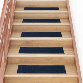   Öntapadós lépcsőszőnyegek 15 db 76 x 20 cm sötétkék téglalap alakú
