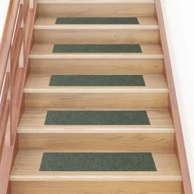   Öntapadós lépcsőszőnyegek 15 db 76 x 20 cm zöld téglalap alakú