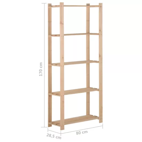 5 szintes tömör fenyőfa tárolóállvány 80 x 28,5 x 170 cm